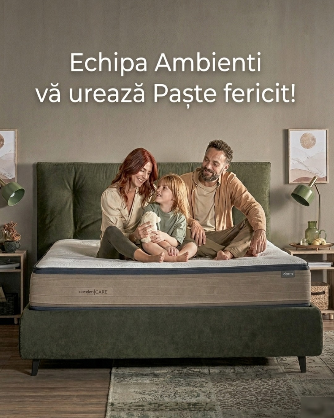 ✨ Sărbători cu liniște!
Paștele este despre momentele acelea în care timpul stă în loc, iar singura ta grijă este să te bucuri de cei dragi. Este despre dimineți leneșe, îmbrățișări care durează mai mult și starea de bine care vine din confortul propriei case. 🌿
Echipa Ambienti vă urează un Paște fericit, plin de lumină, recunoștință și, bineînțeles, cel mai odihnitor somn! 🐰✨
#Dorelan #PasteFericit #FamilyTime #SomnOdihnitor #Liniște #ConfortDorelan #SarbatoriFericite