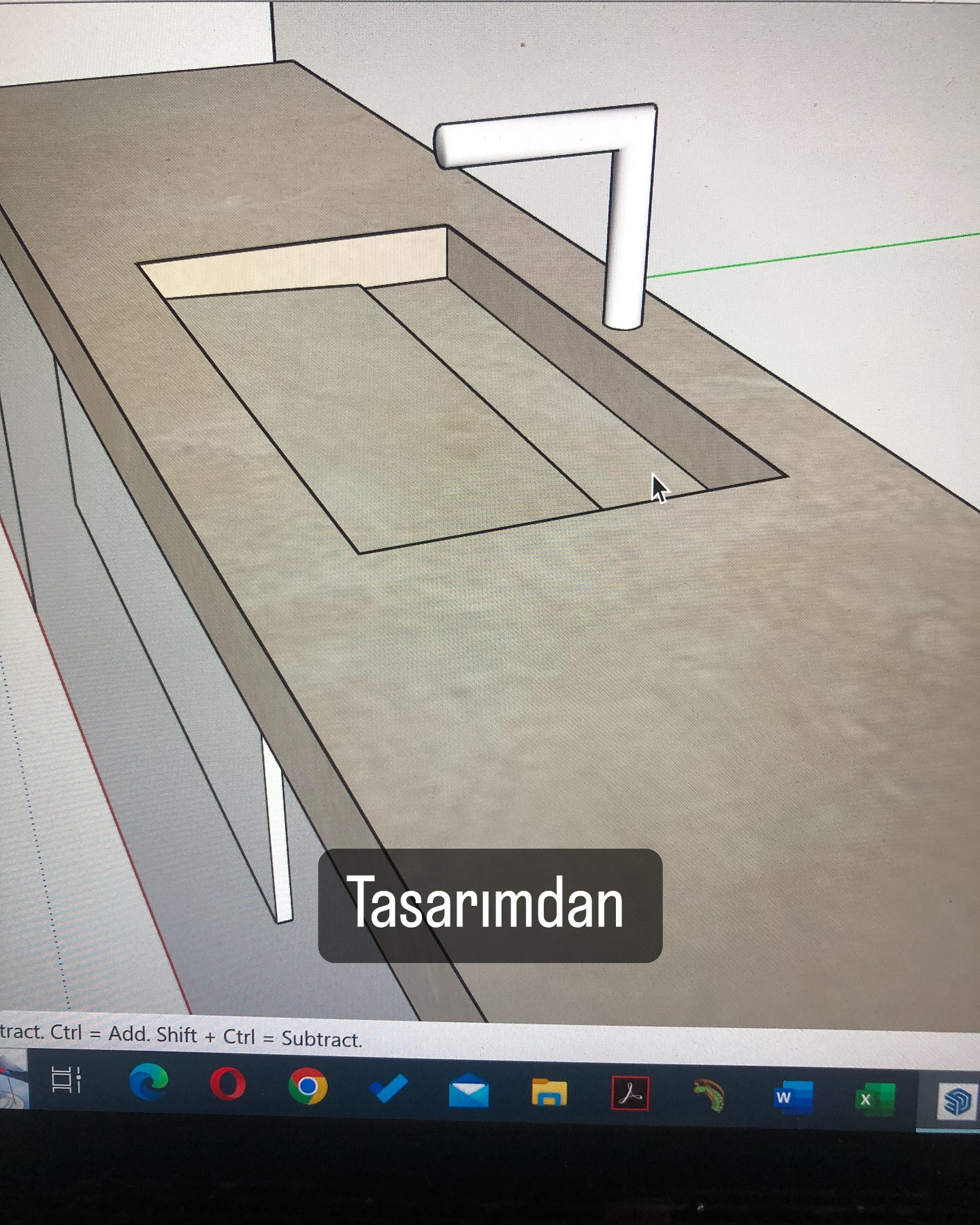 Kendinden Evyeli Burdur bej Mermer Banyo Tezgahı.