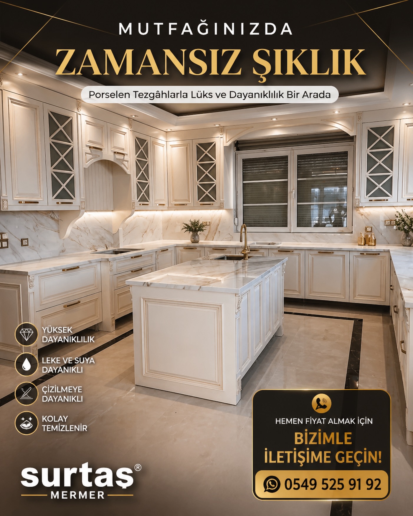 Mutfakta estetik sadece görünüm değil, aynı zamanda uzun vadeli bir yatırımdır.Surtaş Mermer olarak her projeye sadece bir iş değil, bir imza gözüyle bakıyoruz. Porselen tezgâhlarımız; dayanıklılığı, hijyenik yapısı ve zamansız tasarımıyla mutfaklarınızı yıllarca ilk günkü şıklığında tutmak için tasarlanır.Bizim için önemli olan sadece güzel görünen bir mutfak değil; aynı zamanda sizi yormayan, kolay temizlenen ve her detayıyla güven veren bir yaşam alanı oluşturmak.Kaliteyi hissedeceğiniz, detaylarda fark yaratacağınız bir mutfak istiyorsanız doğru yerdesiniz.📍 Surtaş Mermer
📞 Hemen fiyat almak için: 0549 525 91 92#porselentezgah #mutfaktasarımı #mimar #lüksmutfak #içmimari